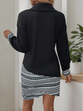 Perfee Printed Oblique Zipper Long Sleeve Mini Dress OutfitFlow